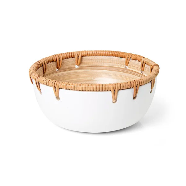 Bowl Duo Rattan 15cm Branco