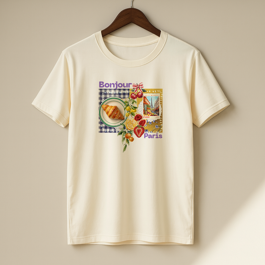 Camiseta Bonjour Paris 100% Algodão