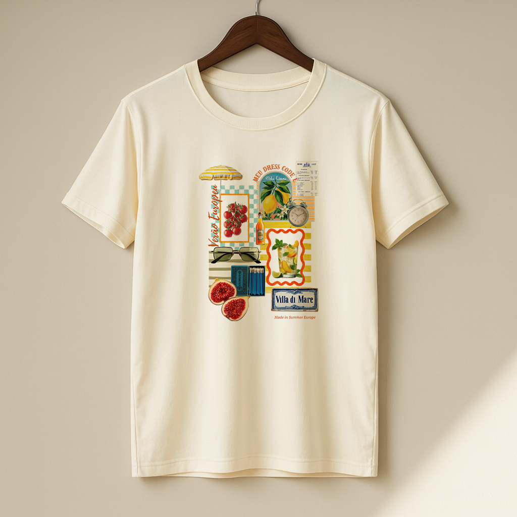 Camiseta Verão Europeu 100% Algodão