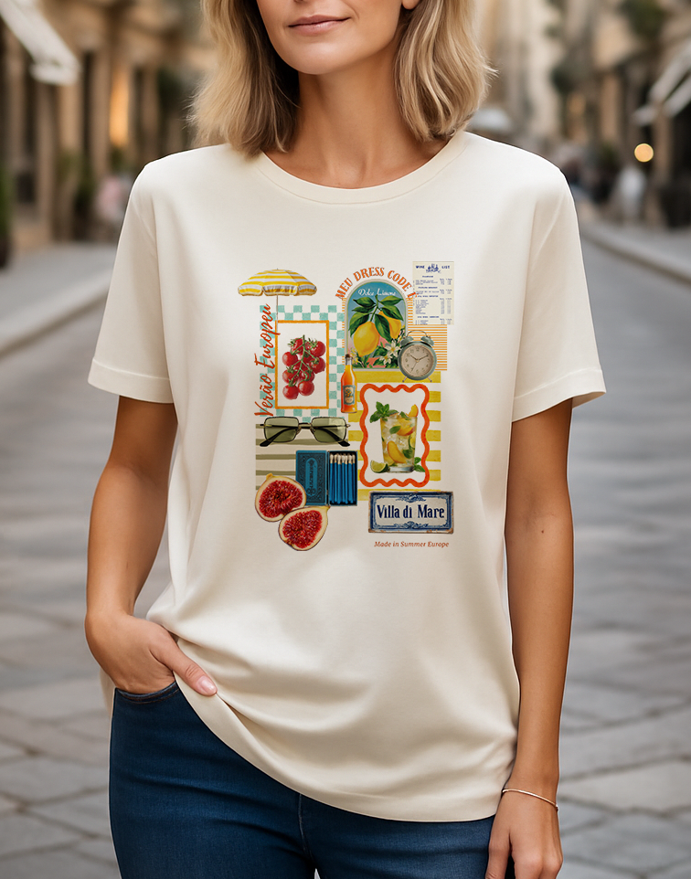 Camiseta Verão Europeu 100% Algodão