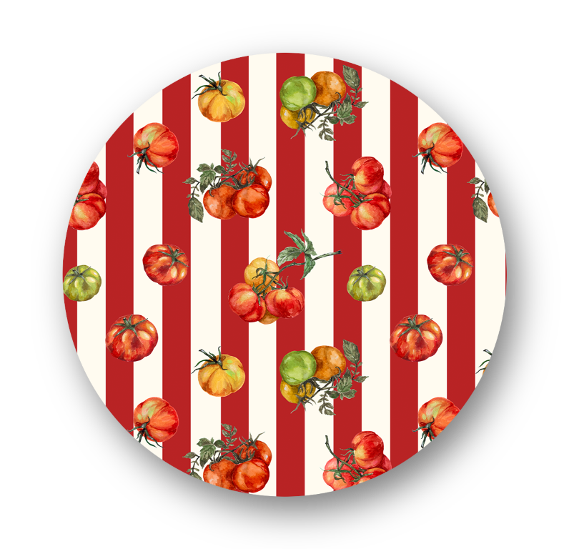 Capa para Sousplat Em Sarja Coleção Pomodoro Listras Vermelhas