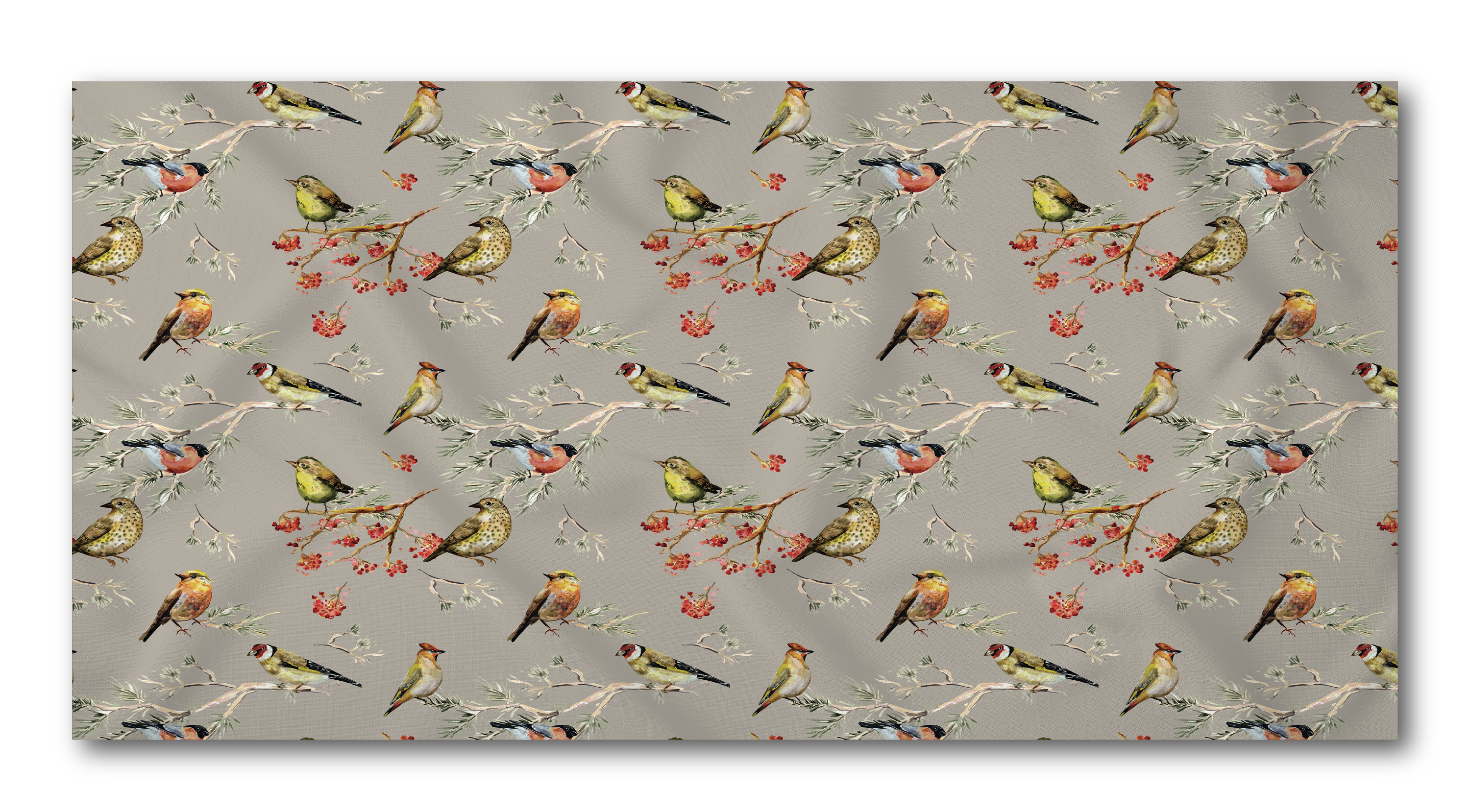 Toalha de Mesa Retangular Em Linho Sint. 6 lugares (2,41x1,65) Coleção Birds Bege