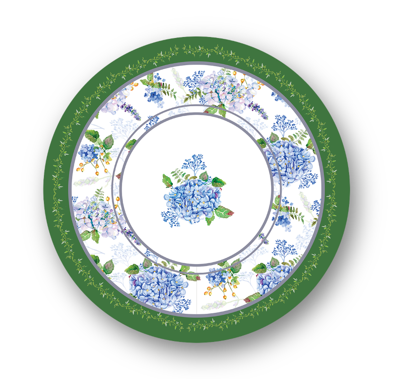 Capa para Sousplat Coleção Hortênsias Azuis