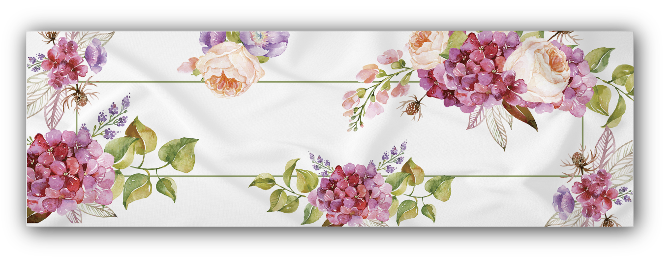 Trilho de Mesa Coleção Hortênsias Rosa