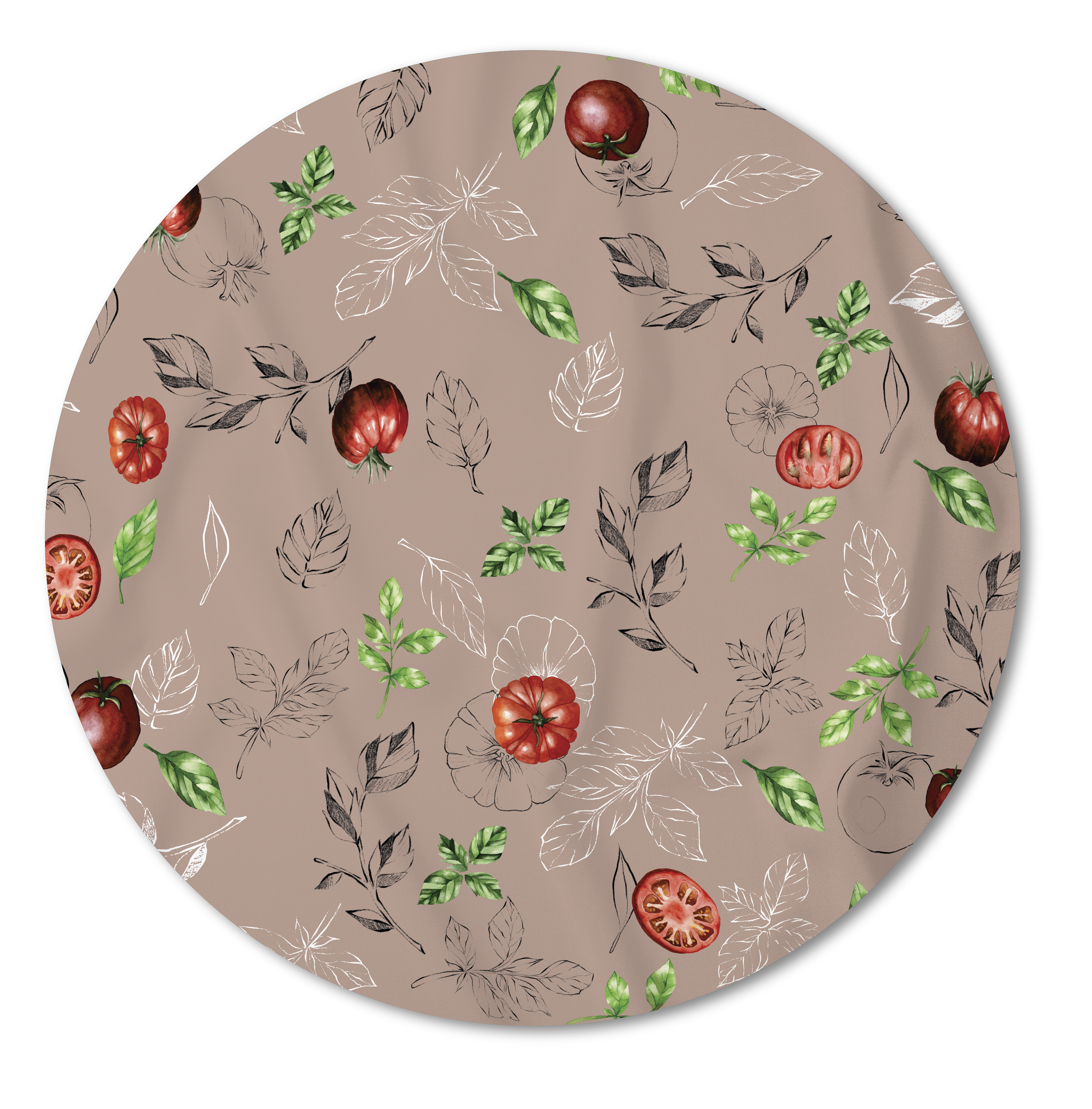 Toalha de Mesa Redonda Em Linho Sint. 6 lugares (1,73) Coleção Tomates