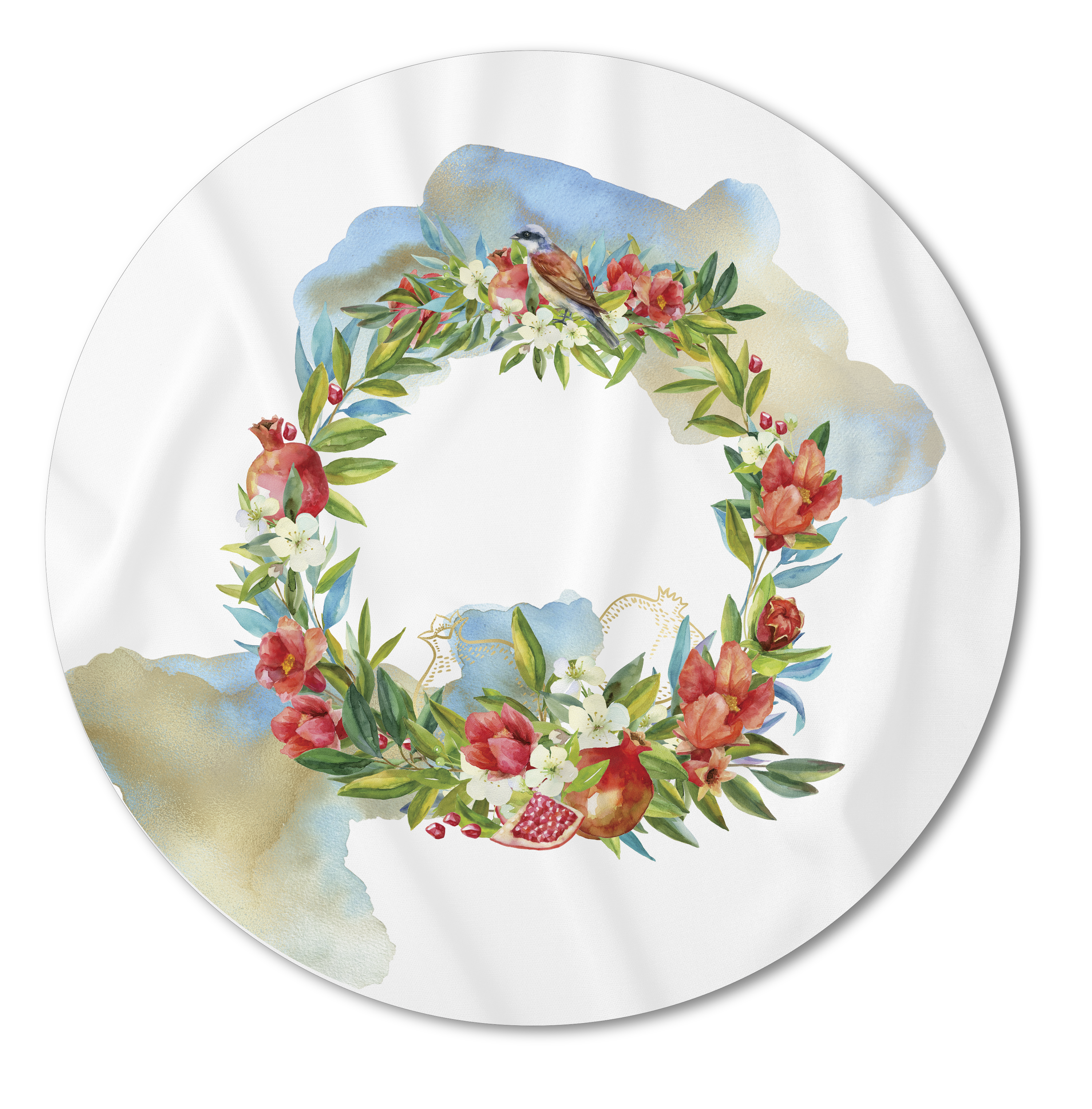 Toalha de Mesa Redonda em Linho Sint. (1,60) 4 Lugares Coleção Romã