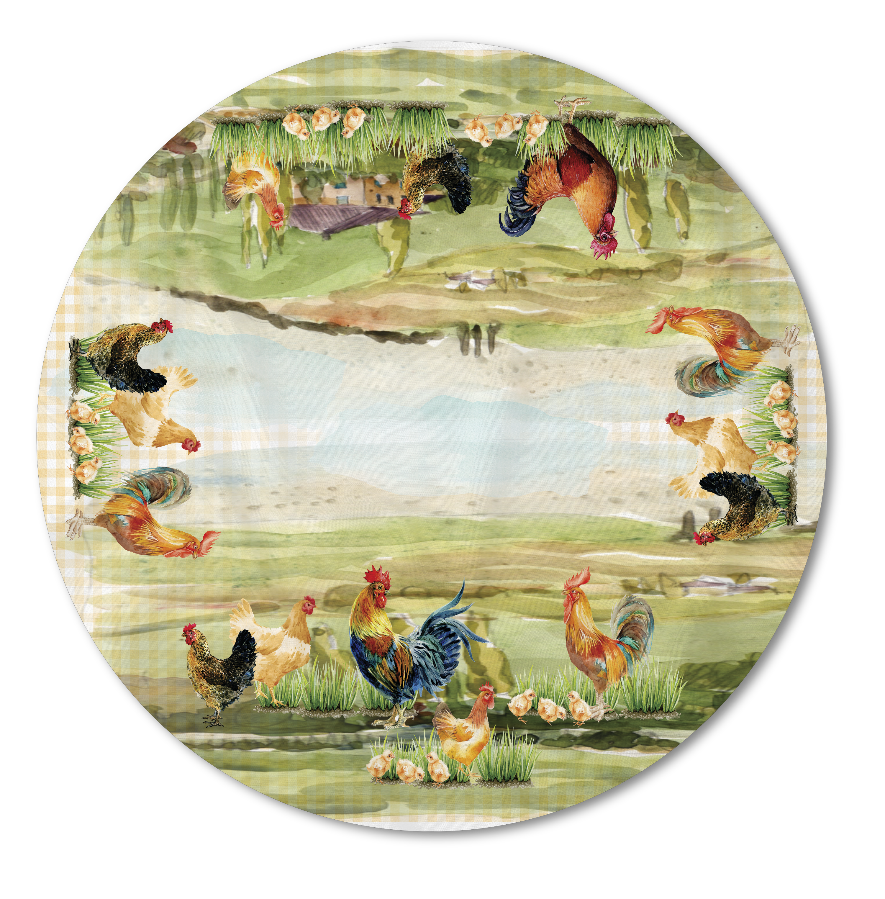 Toalha de Mesa Redonda em Linho Sint. 4 Lugares (1,56) Coleção Caipira