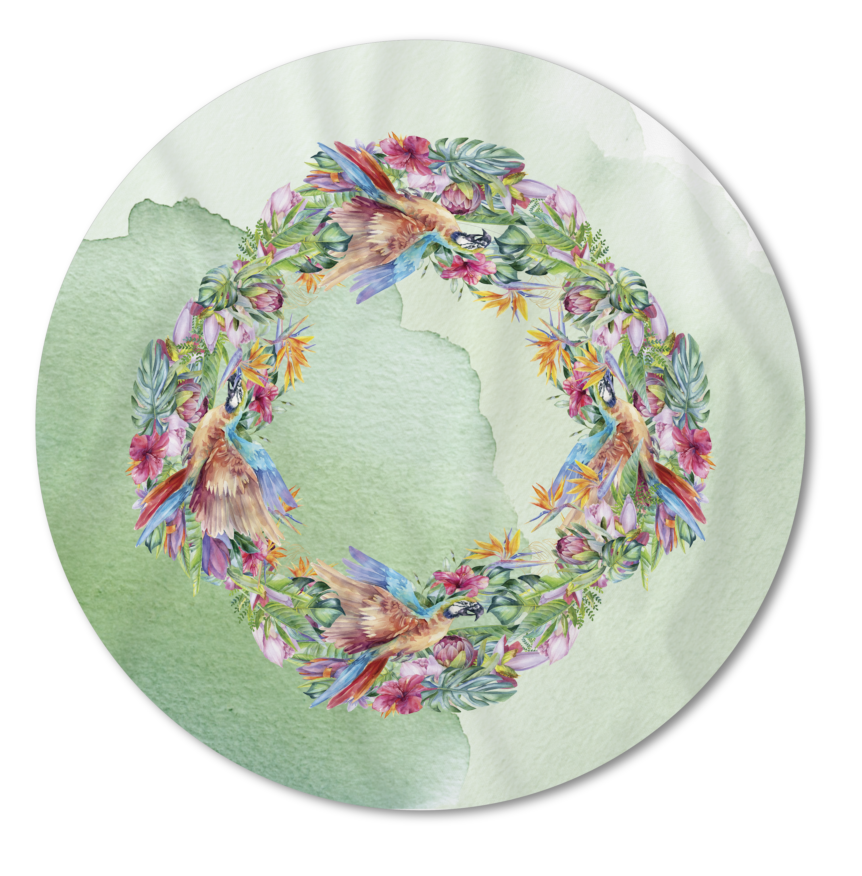 Toalha de Mesa Redonda Em Linho Sint. 4 lugares (1,60) Coleção Tropical Araras