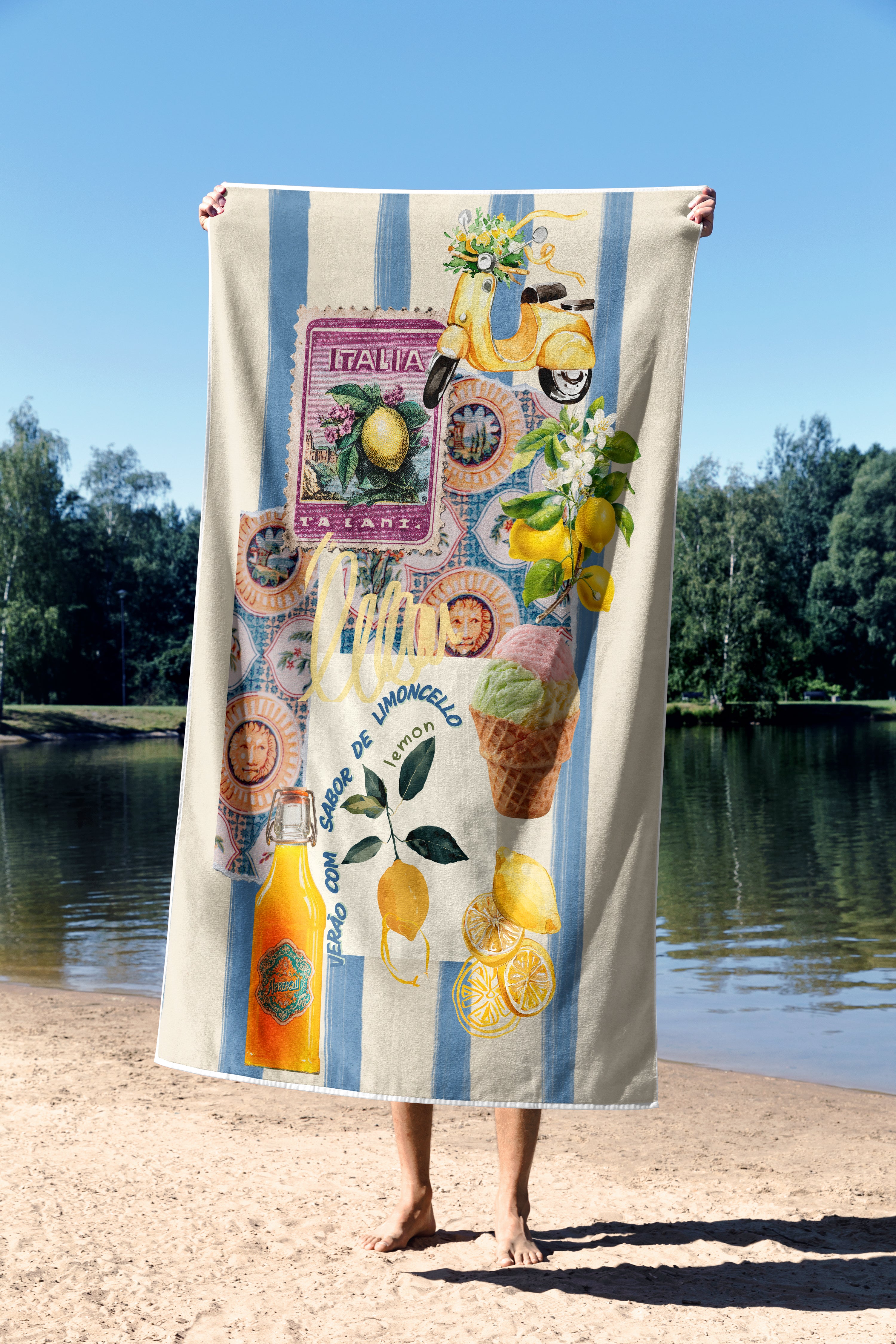 Toalha de Banho 1,40m x 0,70cm Coleção Verão com Sabor de Limoncello