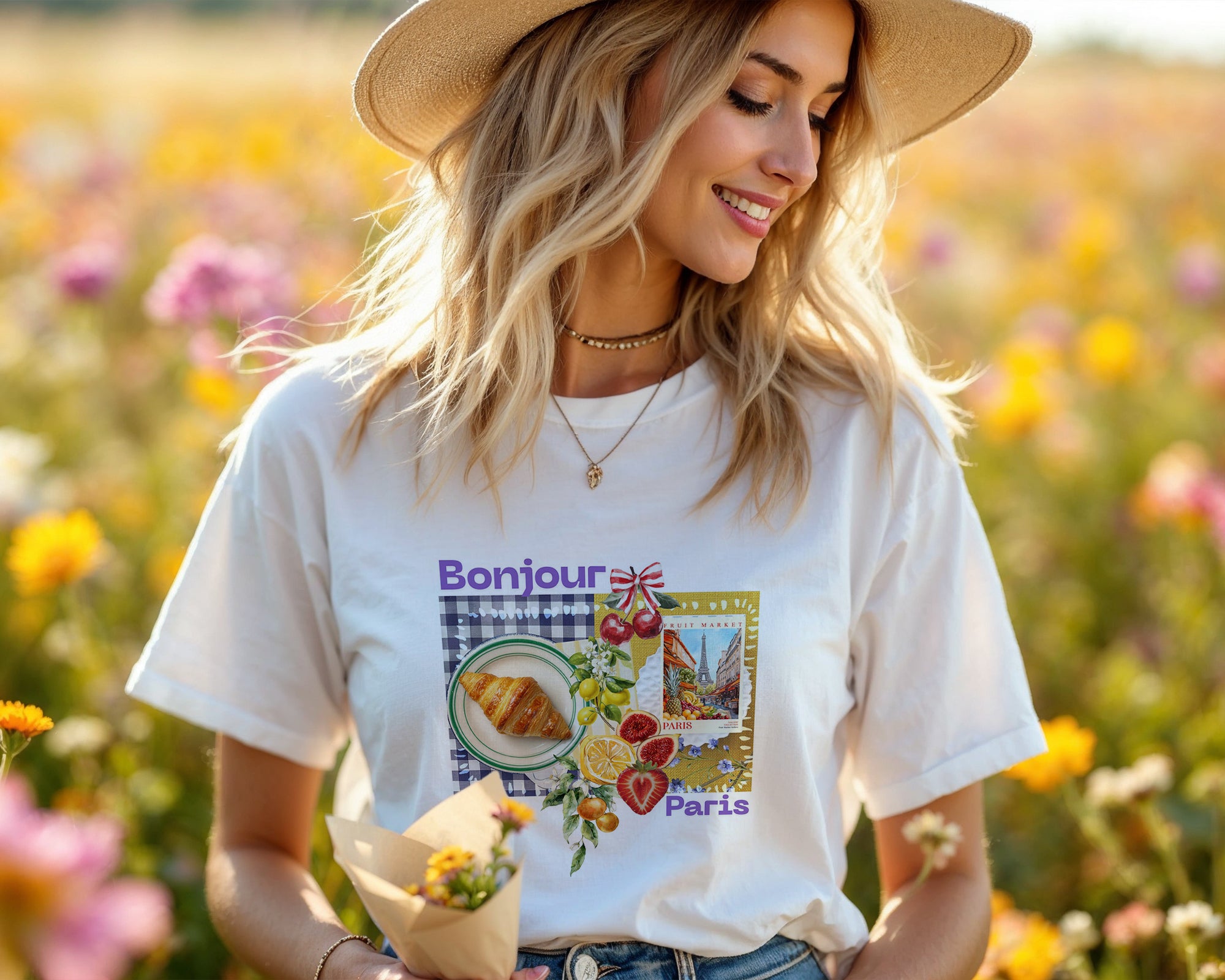 Camiseta Bonjour Paris 100% Algodão