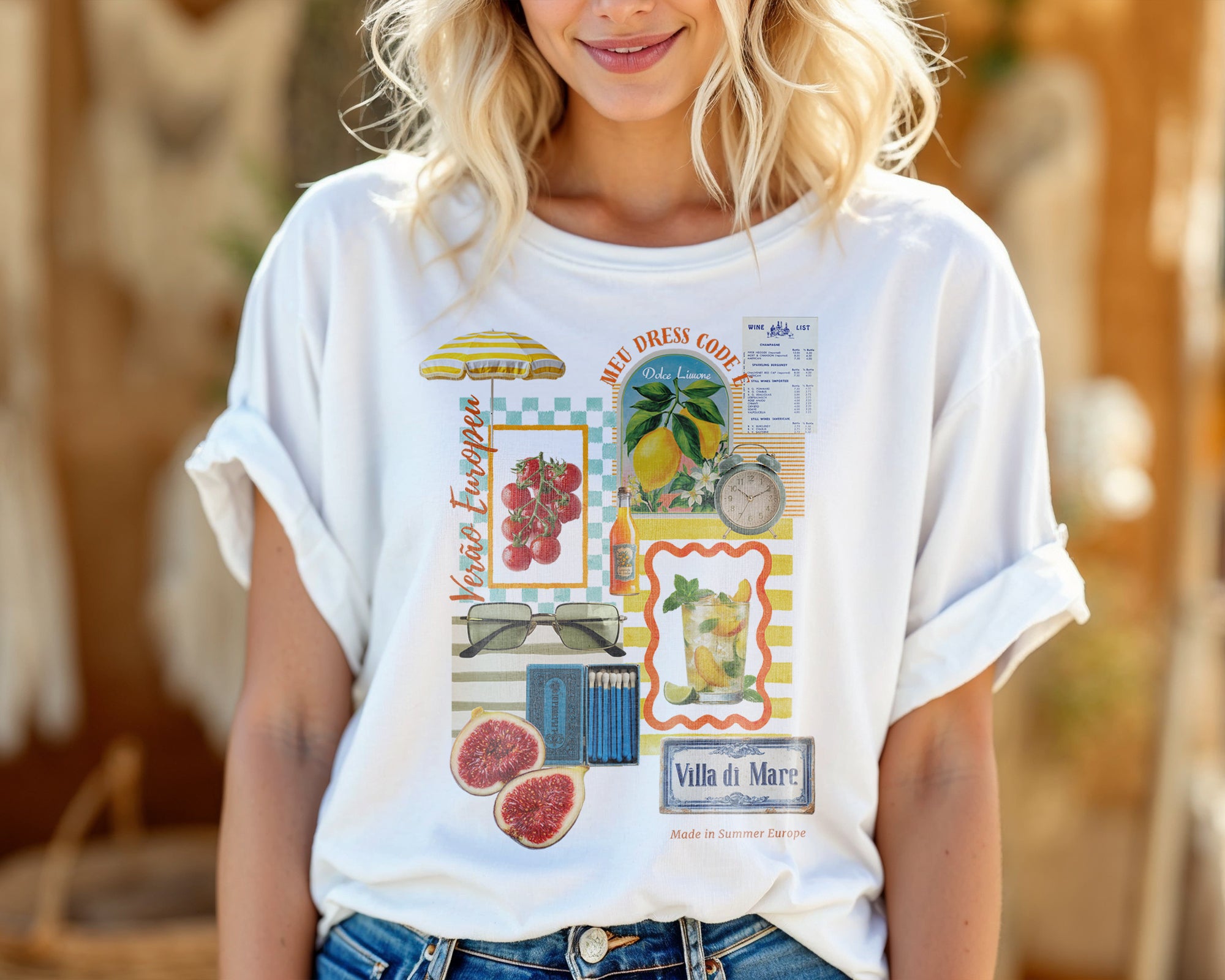 Camiseta Verão Europeu 100% Algodão