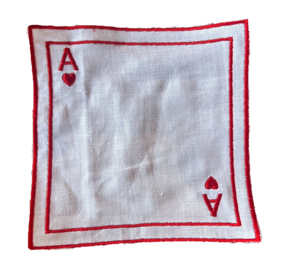 Guardanapinho Bordado Cartas Vermelho 6 peças