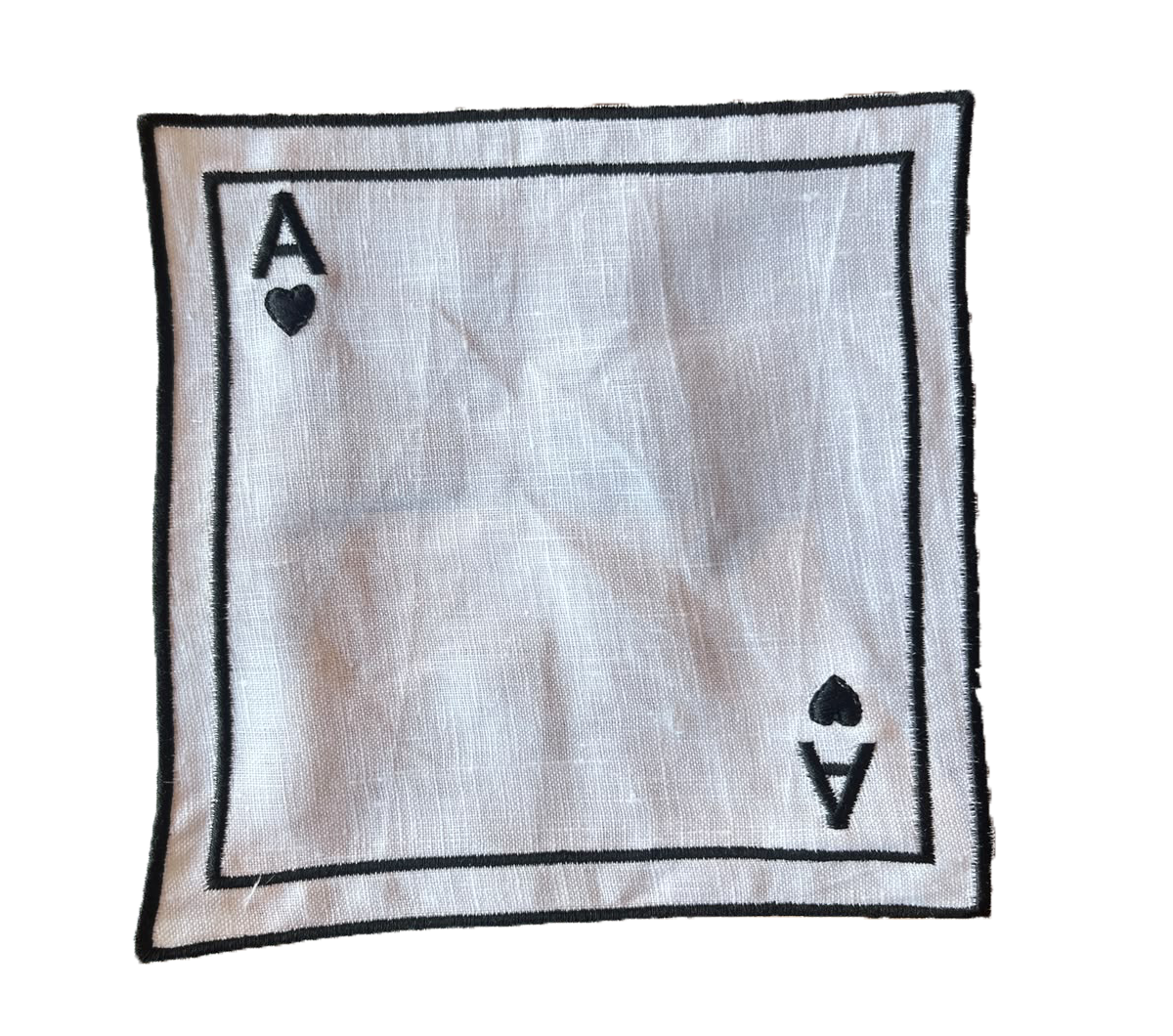 Guardanapinho Bordado Cartas Preto 6 peças